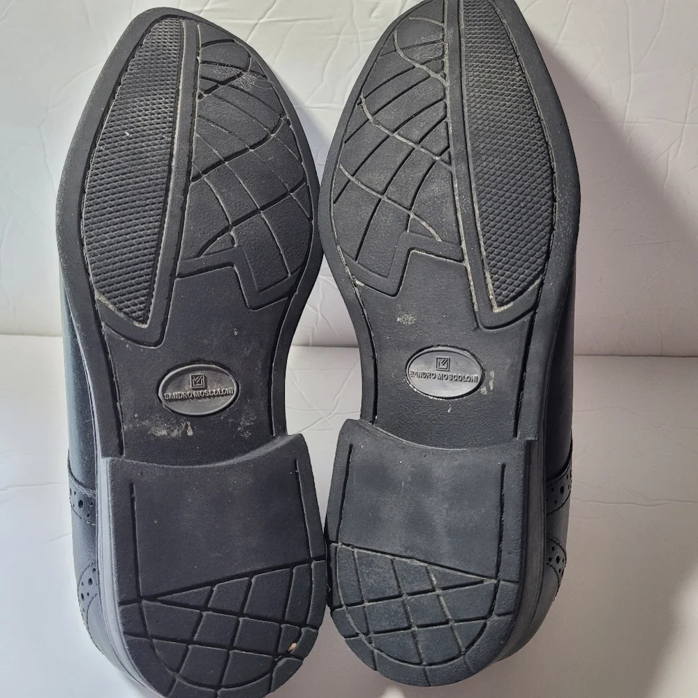 SANDRO MOSCOLONI MEN'S Black Leather Lace Up Derby Shoes Size 9.5 D